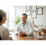 A welcoming consultation with the best gynaecologist in westville hospital inside a modern medical suite.