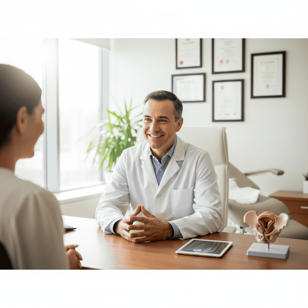 A welcoming consultation with the best gynaecologist in westville hospital inside a modern medical suite.