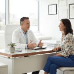 A compassionate consultation with an endometriosis specialist durban in a modern medical office setting.